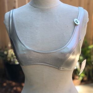 NWT forever 21 bathing suit top silver